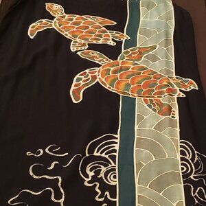 Eastern Sun Batik Sea Turtle Maxi Dress Size M Black  Tropical